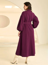 Lantern Sleeve Belted Shirt Dress